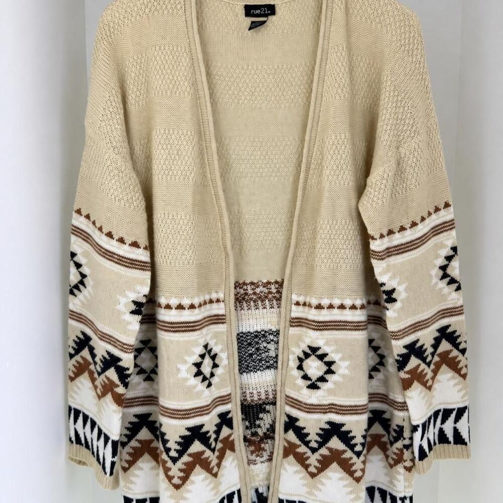 Rue-21 Women's Cream and Tan Cardigan